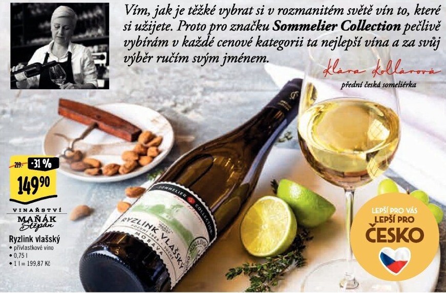 Víno Ryzlink vlašský Sommelier Collection - přívlastkové