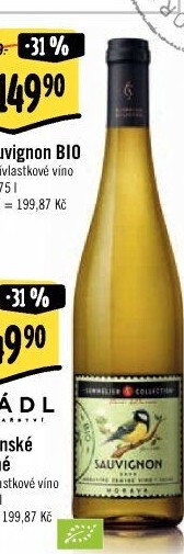 Víno Sauvignon bio Sommelier Collection - přívlastkové