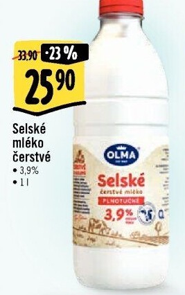 Mléko čerstvé selské Olma - 3,9% plnotučné