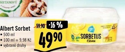Zmrzlina sorbet v kelímku Albert Heijn