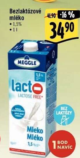 Mléko trvanlivé bez laktózy Meggle - 1,5% polotučné