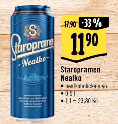 Nealkoholické pivo Staropramen