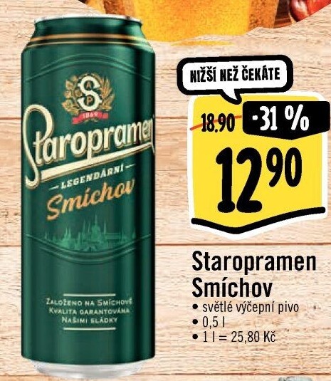 Pivo světlé výčepní 10° Smíchov Staropramen