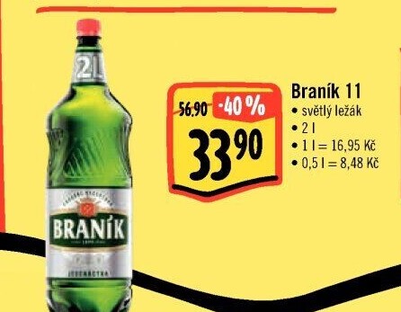 Pivo světlý ležák 11° Jedenáctka Braník