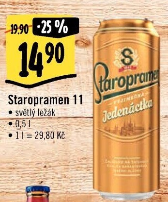Pivo světlý ležák 11° Staropramen