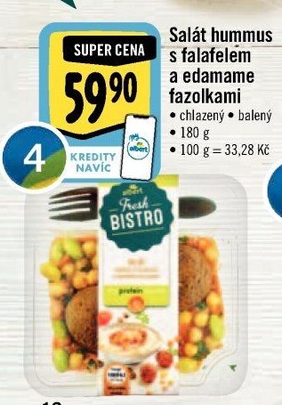 Salát Hummus s falafelem a edamame fazolkami s proteiny Albert Fresh Bistro