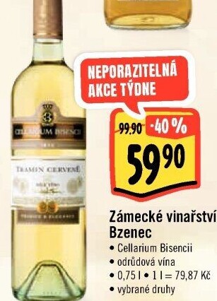 Vína Cellarium Bisencii Zámecké vinařství Bzenec