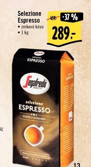 Zrnkové kávy Espresso Segafredo