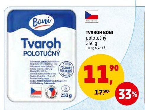 Tvaroh Boni polotučný 250 g