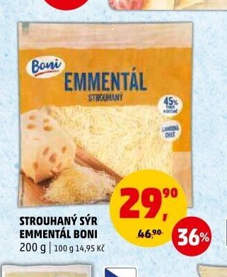 Strouhaný sýr Emmentál Boni 200 g