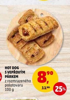 Hot dog s vepřovým párkem