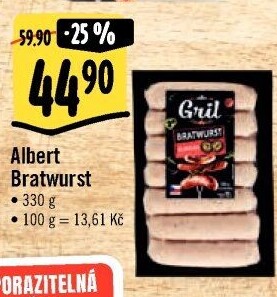 Grilovací klobása bratwurst Albert Gril