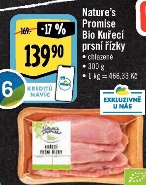 Kuřecí prsní řízky bio Nature'