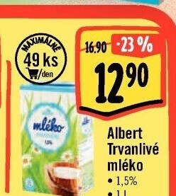 Mléko trvanlivé Albert - 1,5% polotučné