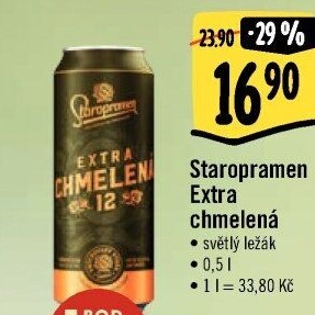 Pivo světlý ležák Extra chmelená 12° Staropramen