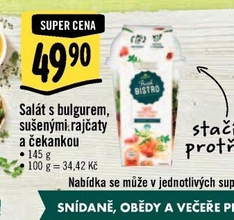 Salát s bulgurem, sušenými rajčaty a čekankou Albert Fresh Bistro