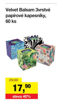 Papírové kapesníčky 3vrstvé Velvet - box