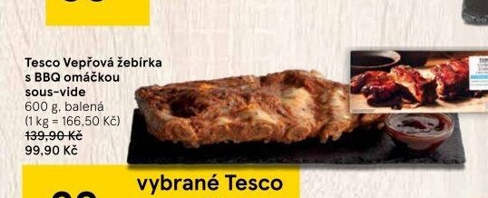 Tesco Vepřová žebírka s BBQ omáčkou sous-vide