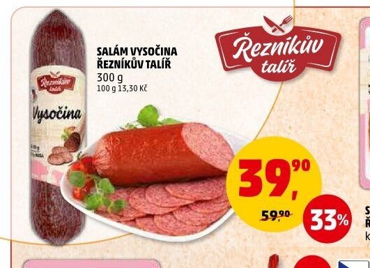 SALÁM VYSOČINA ŘEZNÍKŮV TALÍŘ 300 g