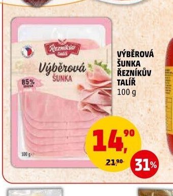 VÝBĚROVÁ ŠUNKA ŘEZNÍKŮV TALÍŘ 100 g