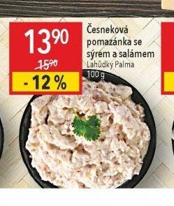 Česneková pomazánka se sýrem a salámem