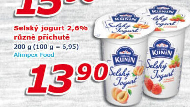 Ochucený jogurt selský Kunín