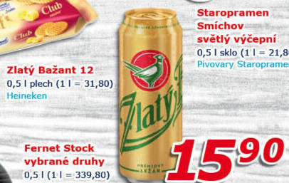 Pivo světlý ležák 12° Zlatý Bažant