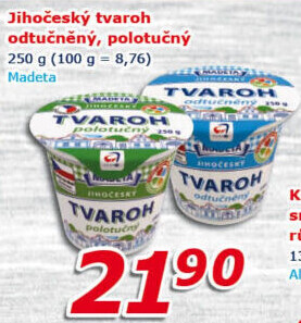 Tvaroh odtučněný Jihočeský Madeta
