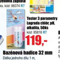 Tester 3 parametry Lagrada chlór, pH, alkalita, 50ks