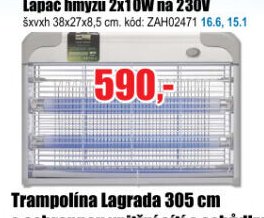 Lapač hmyzu 2x10W na 230V