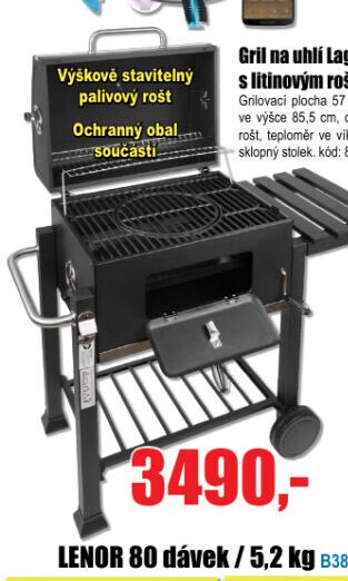 Gril na uhlí Lagrada s litinovým roštem