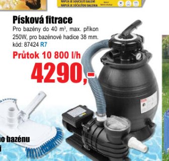 Písková filtrace Průtok 10 800 l/h