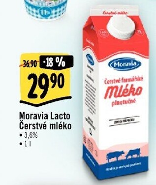 Mléko farmářské Moravia - 3,6% plnotučné