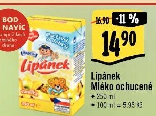 Nápoj mléko ochucené Lipánek Madeta