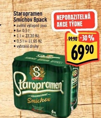 Pivo světlé výčepní 10° Smíchov Staropramen