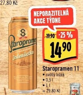 Pivo světlý ležák 11° Staropramen