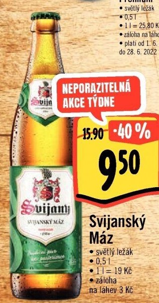 Pivo světlý ležák 11° Svijanský Máz Svijany