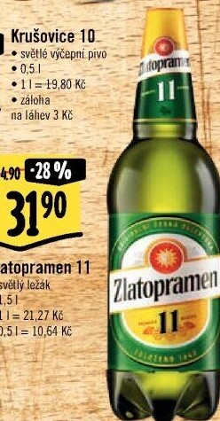Pivo světlý ležák 11° Zlatopramen