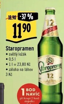 Pivo světlý ležák Staropramen