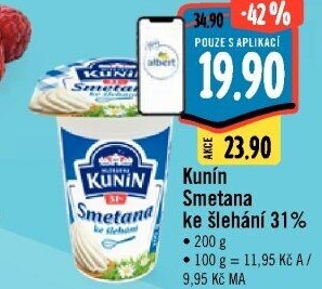 Smetana ke šlehání Kunín 31%