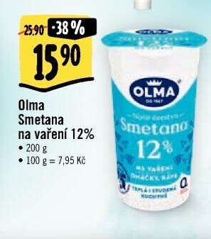 Smetana na vaření Olma 12%