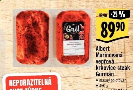 Vepřová krkovice marinovaná bez kosti Gurmán Albert Gril