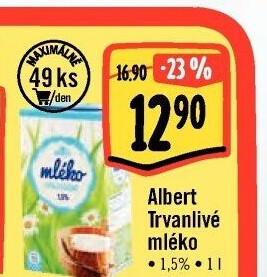 Mléko trvanlivé Albert - 1,5% polotučné