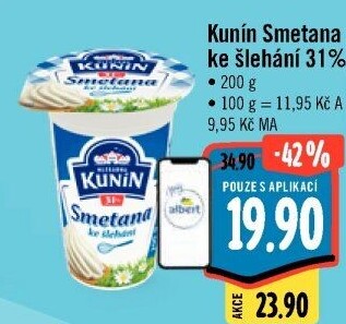 Smetana ke šlehání Kunín 31%
