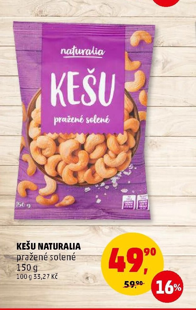 Kešu Naturalia pražené solené 150 g