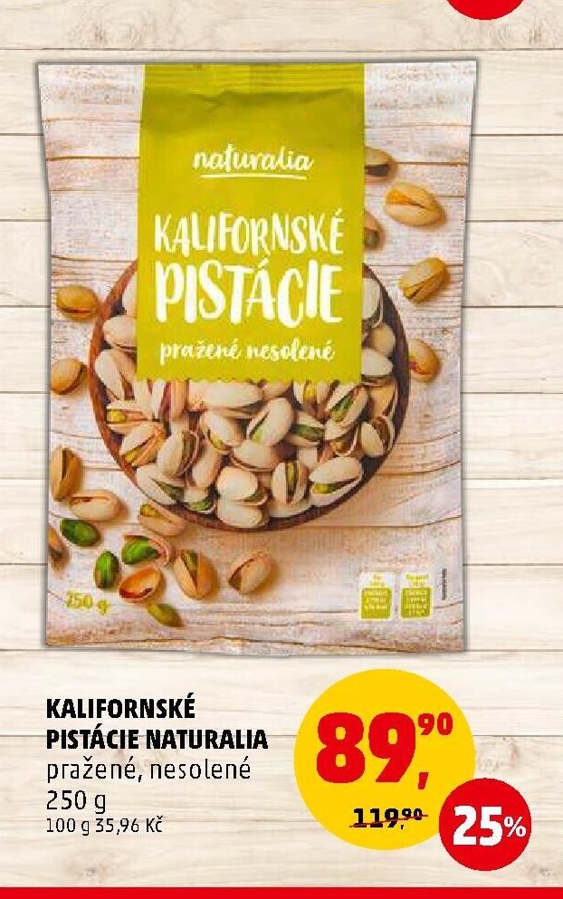 Kalifornské pistácie Naturalia pražené nesolené 250 g