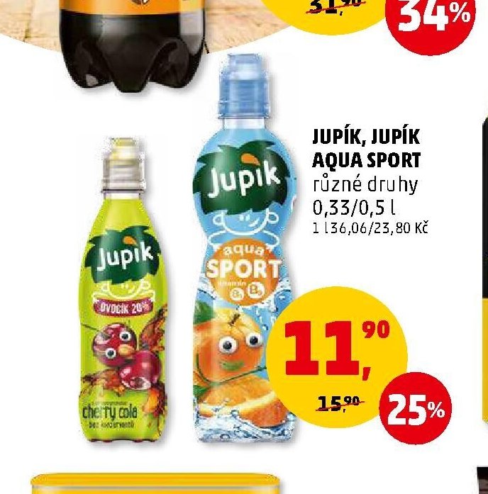 Jupík, Jupík Aqua Sport různé druhy 0,33/0,5 l