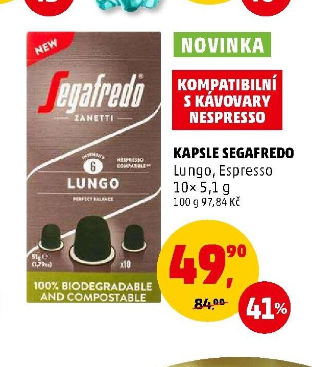 Kapsle Segafredo Lungo, Espresso 10x 5,1 g