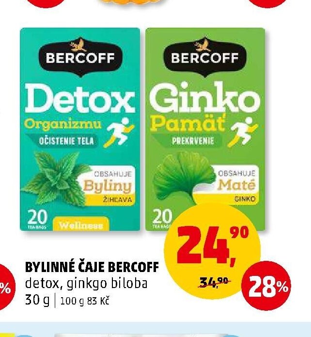 BYLINNÉ ČAJE BERCOFF detox, ginkgo biloba