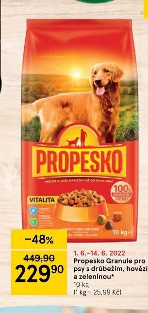 Propesko Granule pro psy s drůbežím, hovězím a zeleninou, 10 kg